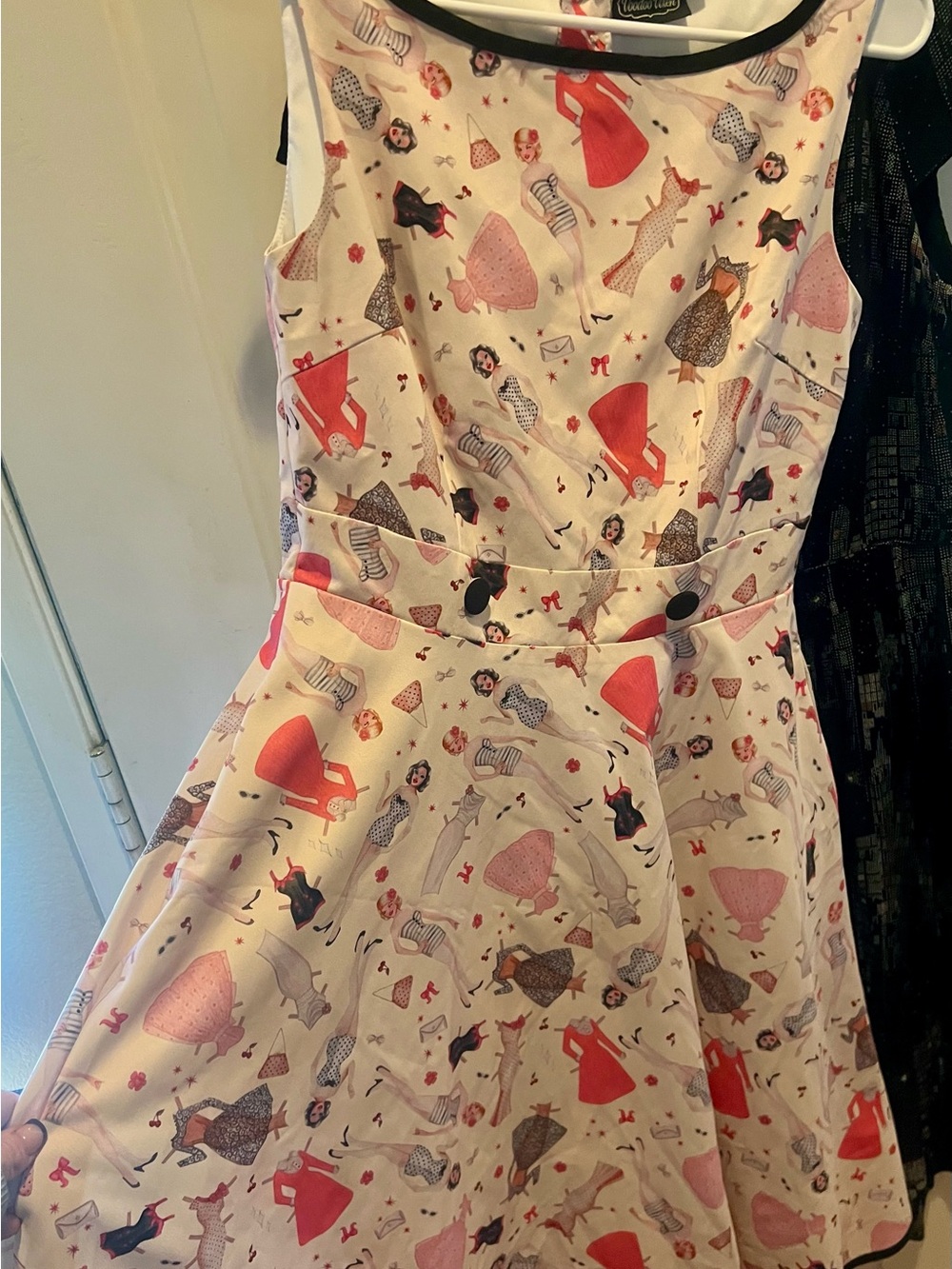 Voodoo Vixen Lt.Pink Black-Trimmed Paper Doll dress - Picture 2 of 5